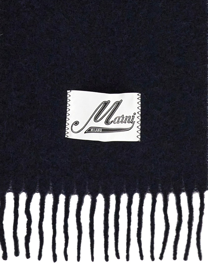 Shop Marni Brushed Alpaca Scarf With Delicate Fringes