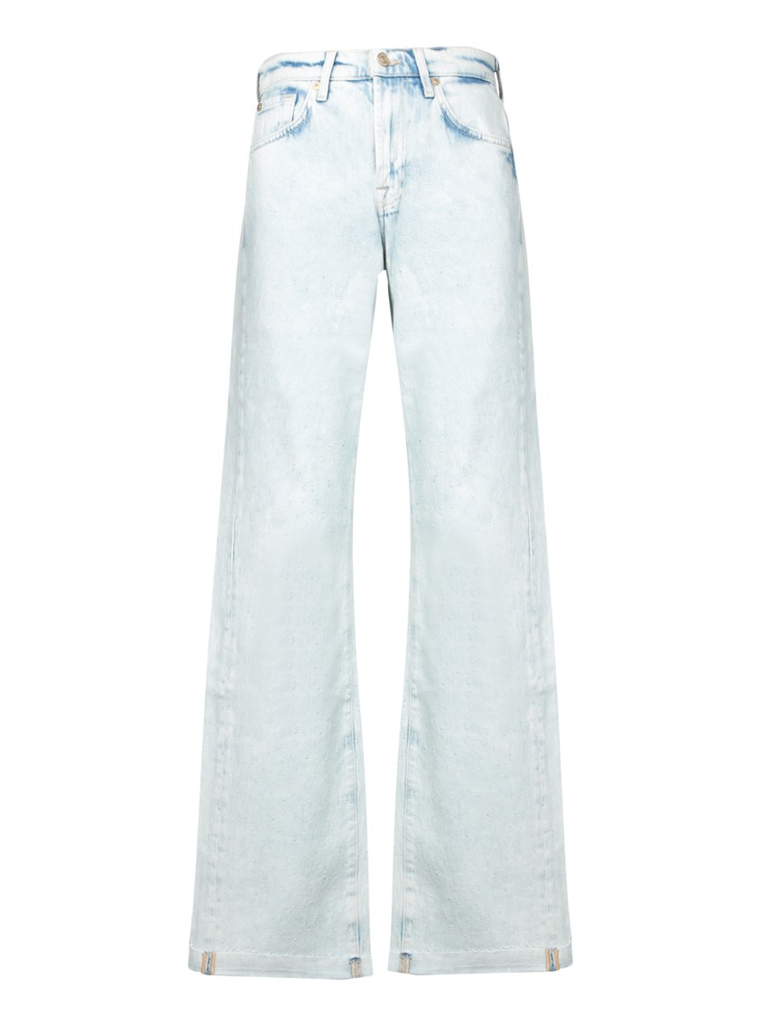 Shop 7 For All Mankind Relaxed Fit Blue Denim Jeans In White