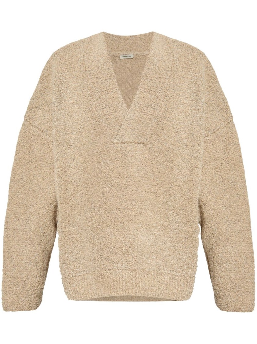 Shop Fear Of God Overlapped V Neck Sweater In Neutrals