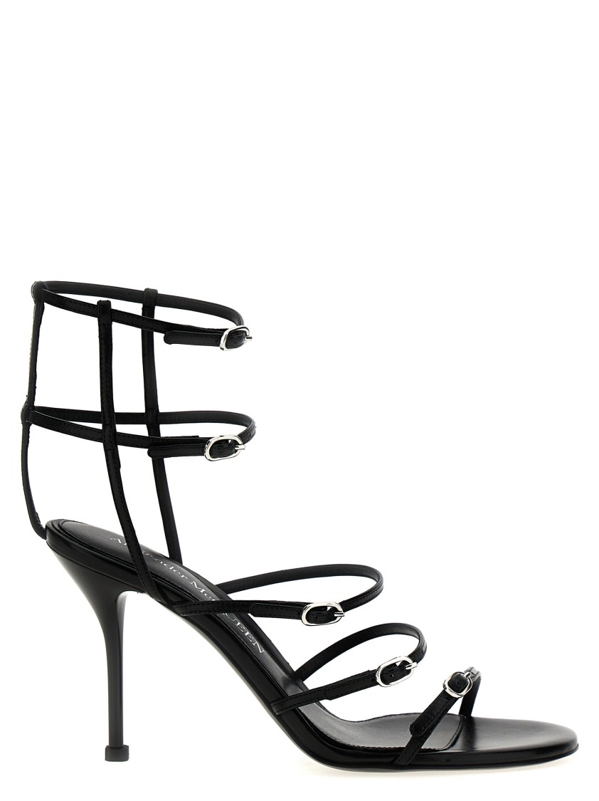 Alexander Mcqueen 90 Strappy Leather Sandals In Black
