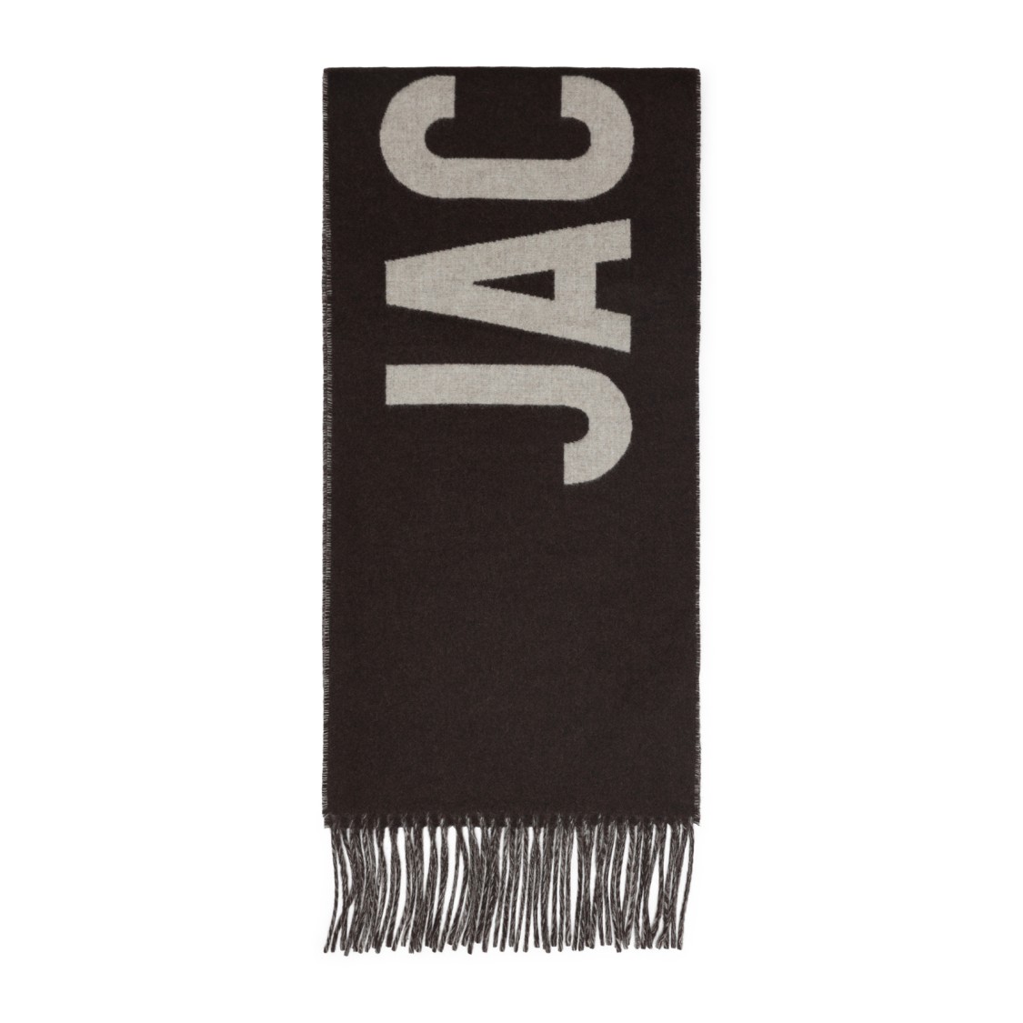Jacquemus Textured Brown Wool Scarf In Black