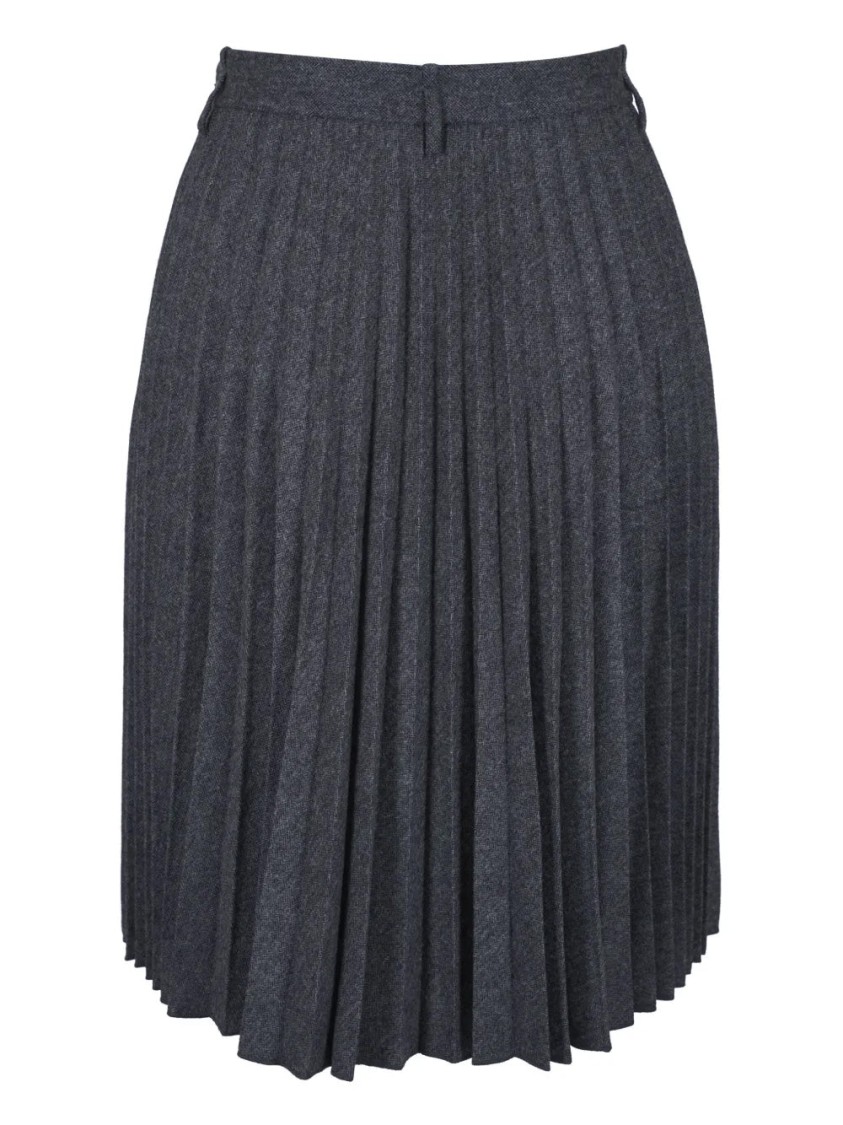 Vince Herringbone Midi Skirt In Gray