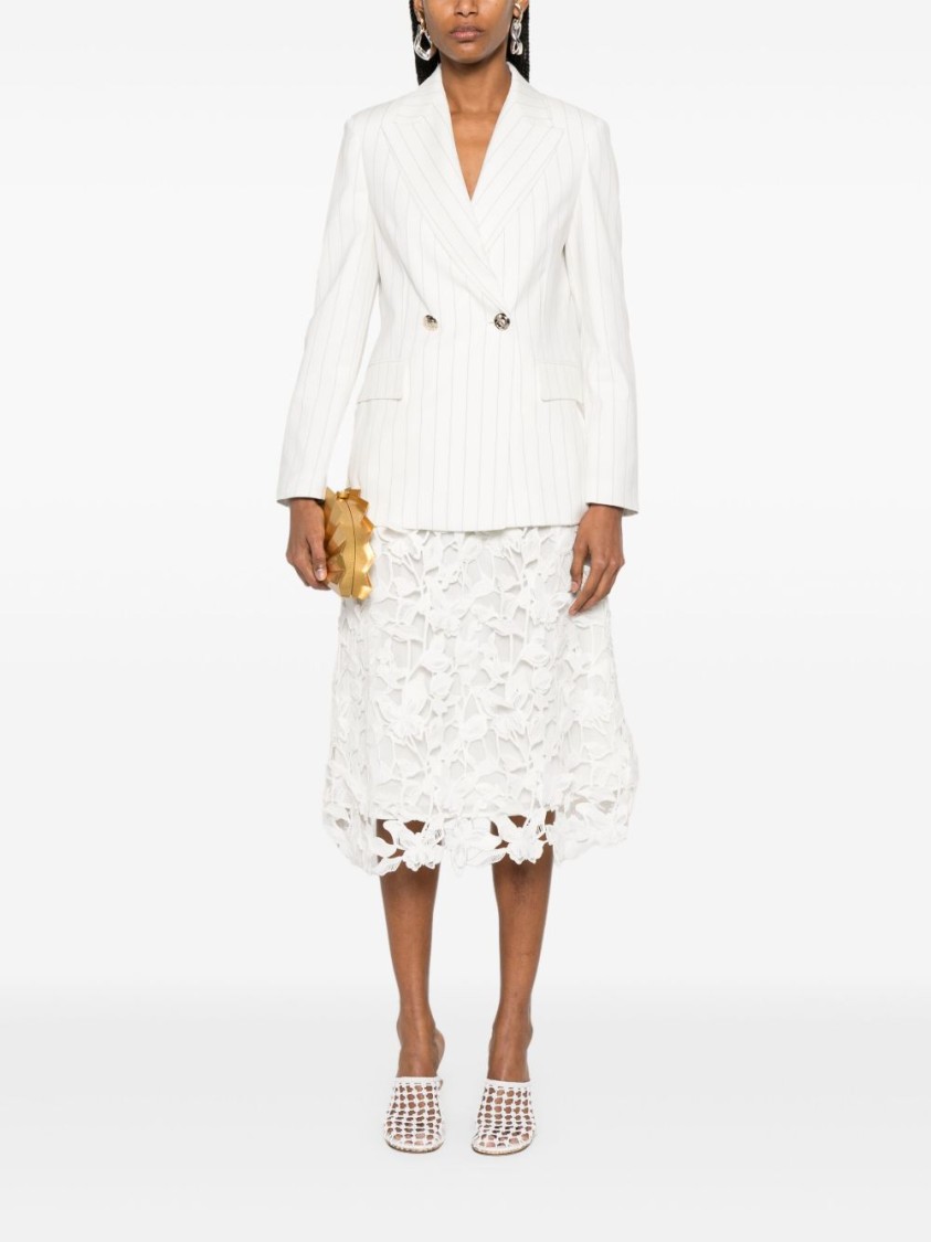 Shop Liu •jo Liu Jo Double-breasted Pinstripe Blazer With Structured Shoulders