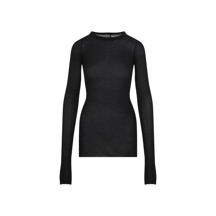 Tシャツ・カットソー Rick Owens Rib Ls T Black Viscose Top Black Hollywood Rib LS T-shirt by Rick Owens on Sale
