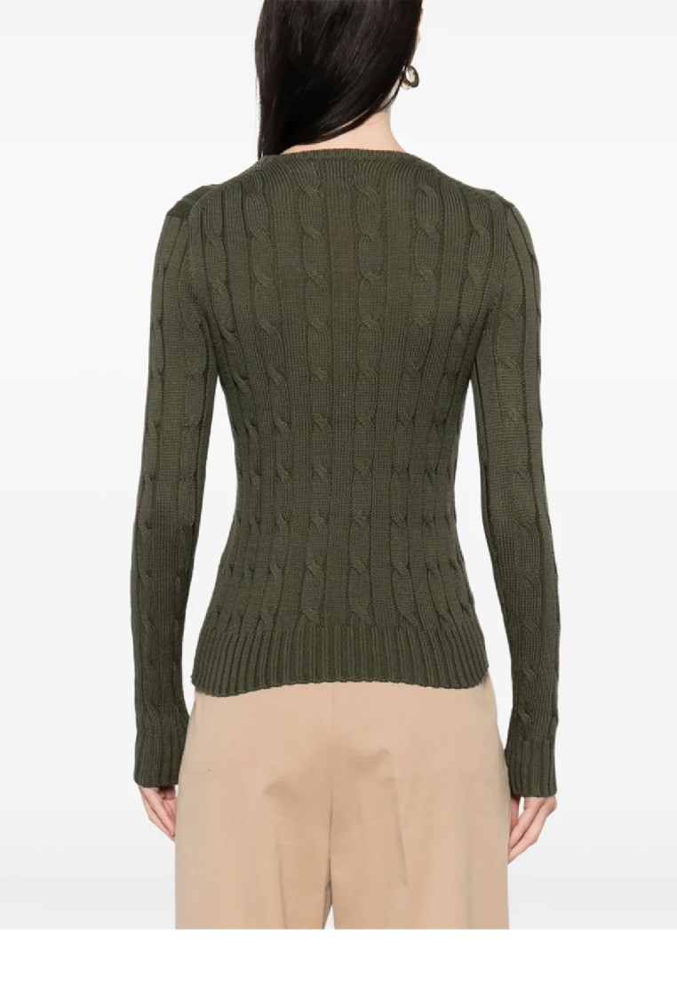 Polo Ralph Lauren Textured Cable Knit Long Sleeve Pullover In Green