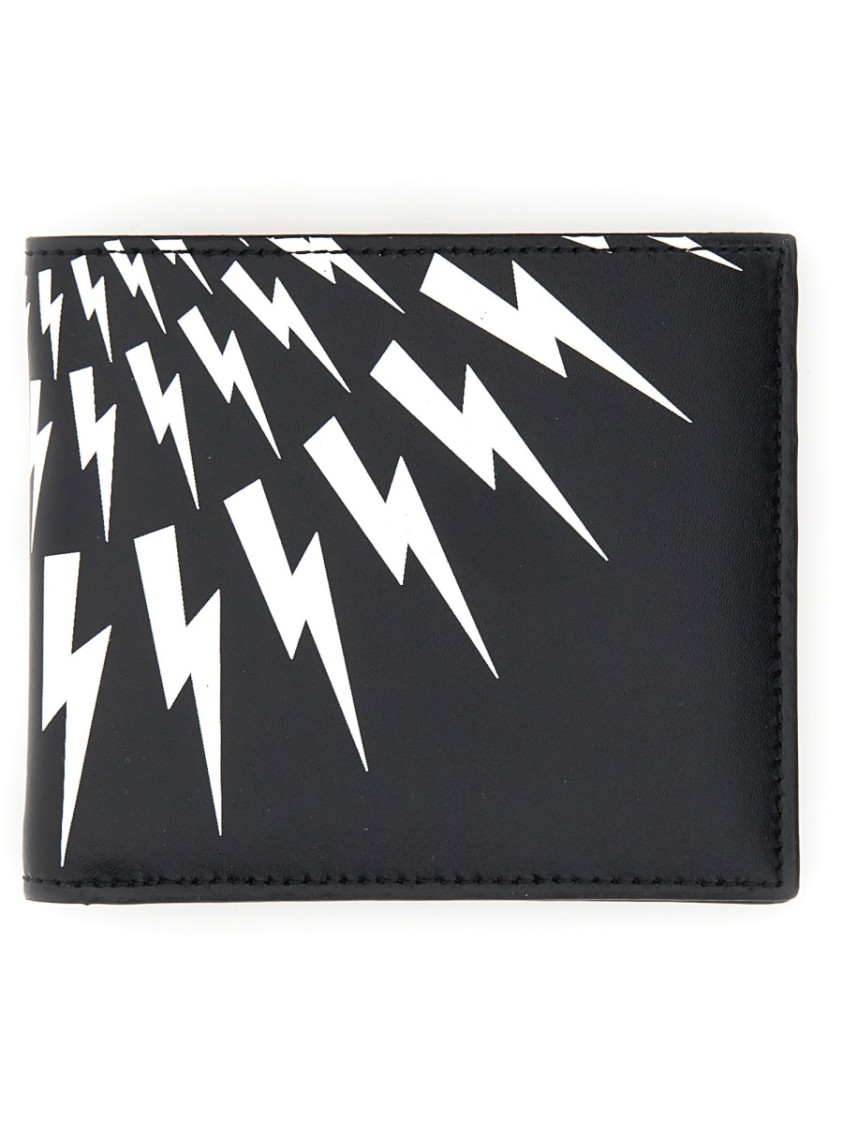 Neil Barrett Bifold Wallet With Bold Lightning Bolt Graphics
