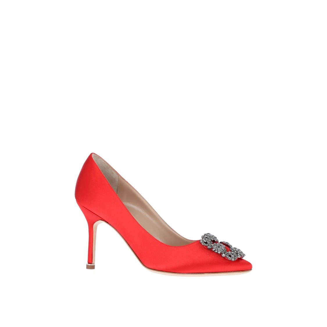 Manolo Blahnik 70mm Hangisi Satin Pumps In Red