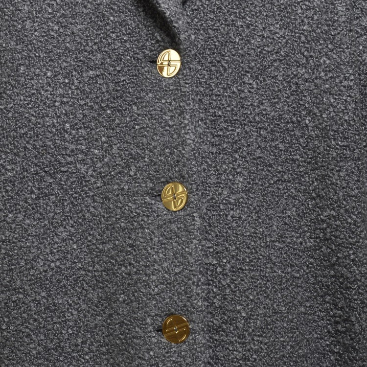 ダウンジャケット・コート Patou Elliptic Single Breasted Boucle Wool Coat - Charcoal Patou Elliptic Single Breasted Boucle Wool Coat - Charcoal