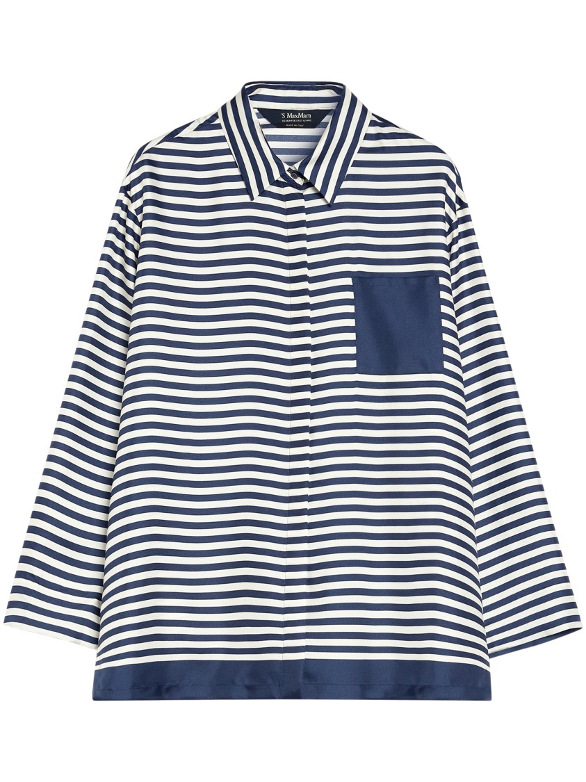 Max Mara Relaxed Fit Striped Shirt In Blue