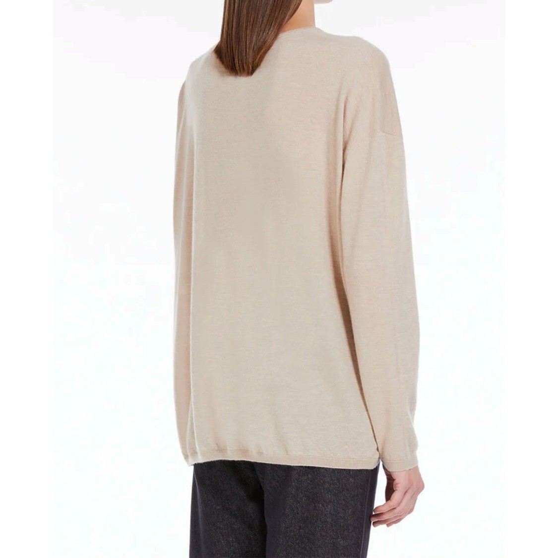 Max Mara Cashmere Freccia Jumper With V-neckline In Grey