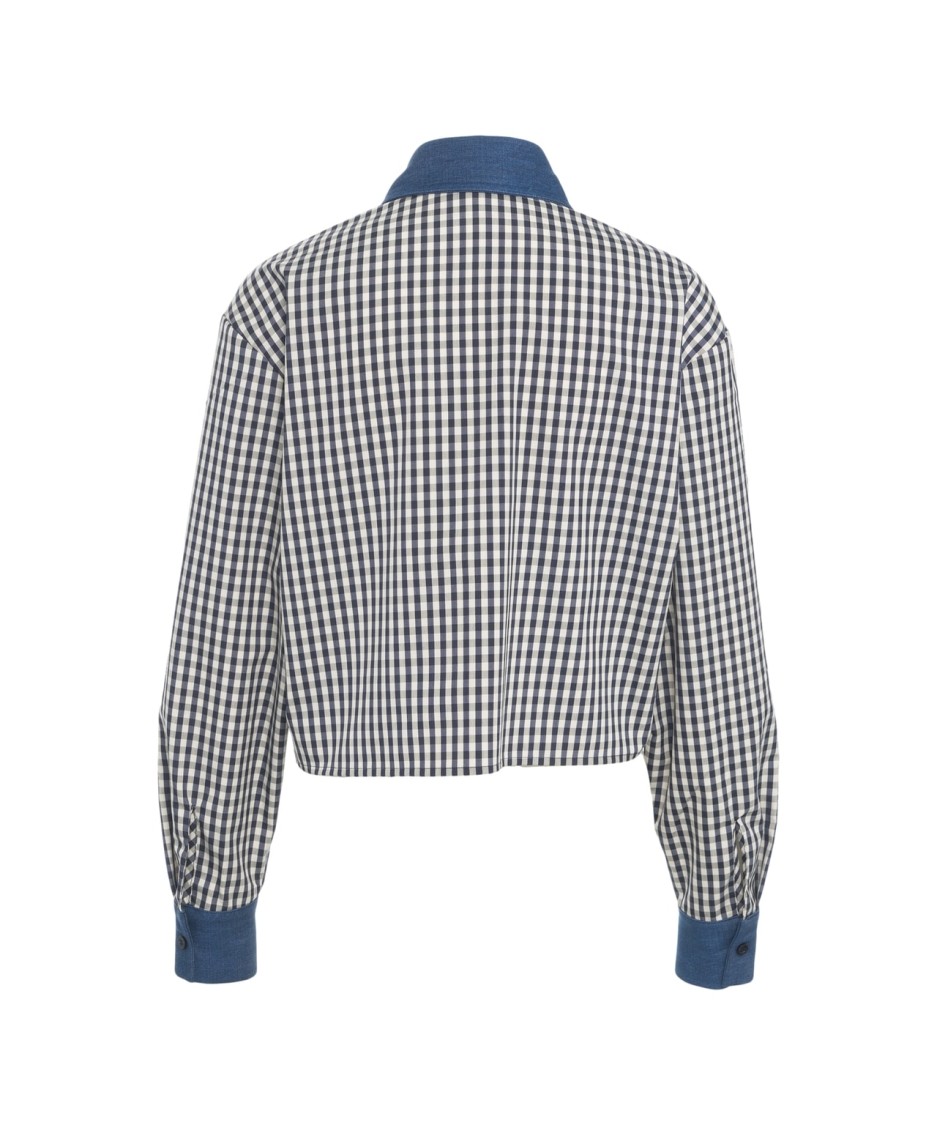 Liu •jo Liu Jo Cropped Check Blouse With Button-down Collar