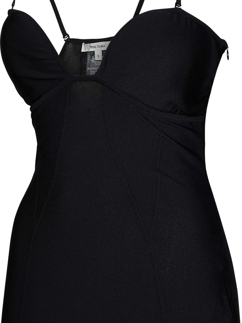 Shop Nensi Dojaka Black Viscose Knit Flared Midi Dress