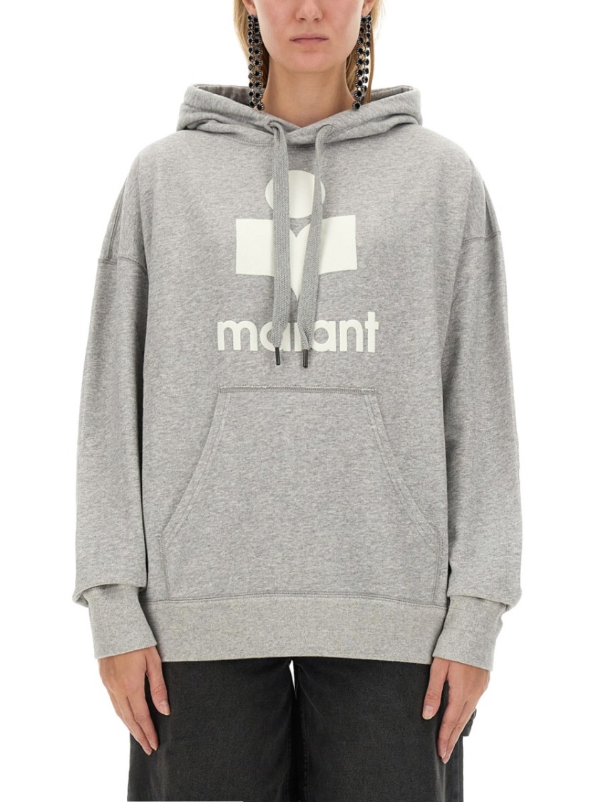 Isabel Marant Étoile Hooded Sweatshirt With Drawstring And Kangaroo Pocket In Gray