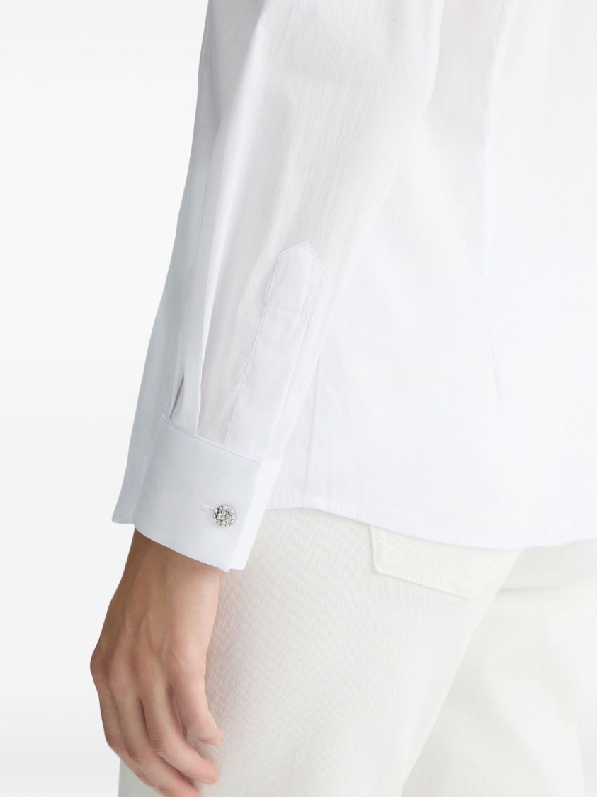 LIU •JO LIU JO CLASSIC WHITE BUTTON-DOWN SHIRT WITH CHEST POCKETS