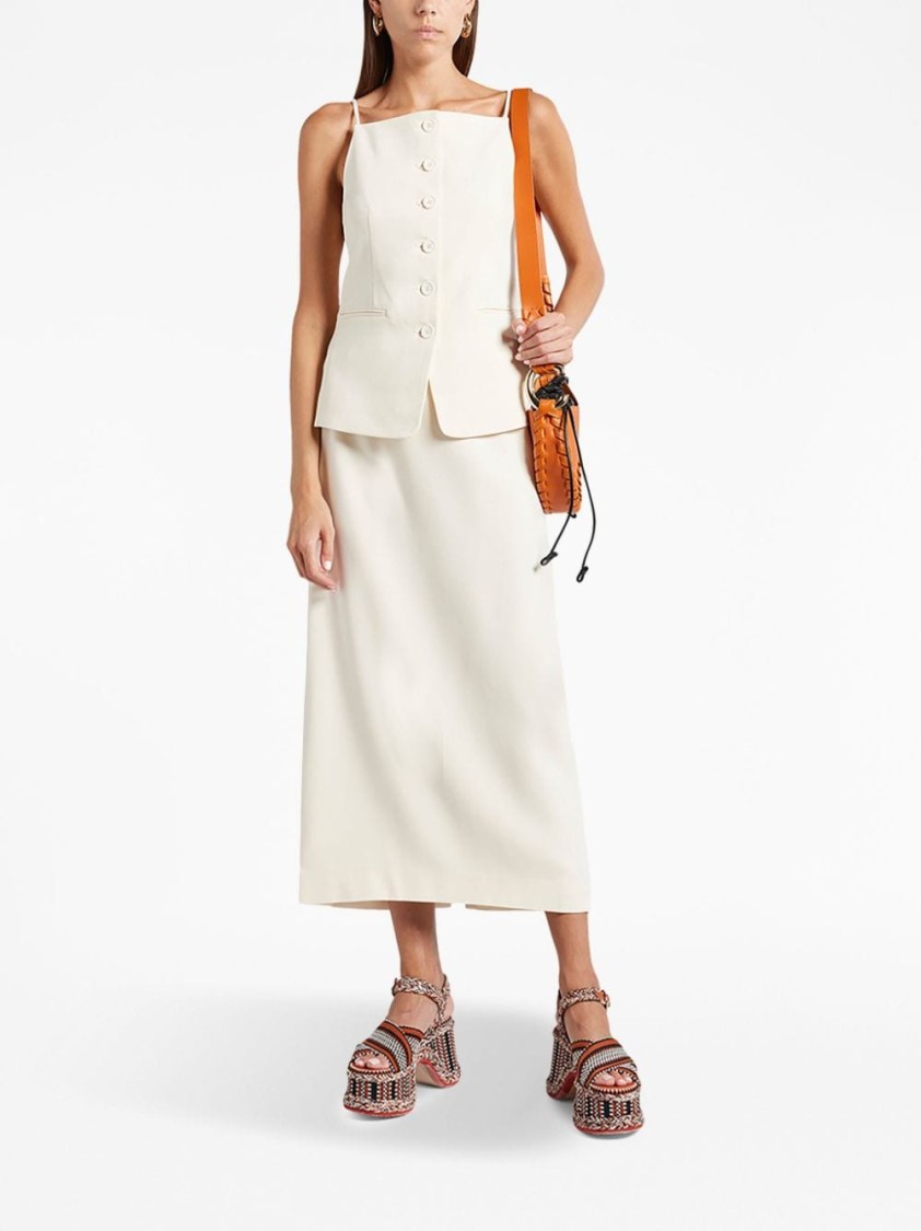 Staud Smith Tailored Midi Column Skirt In White