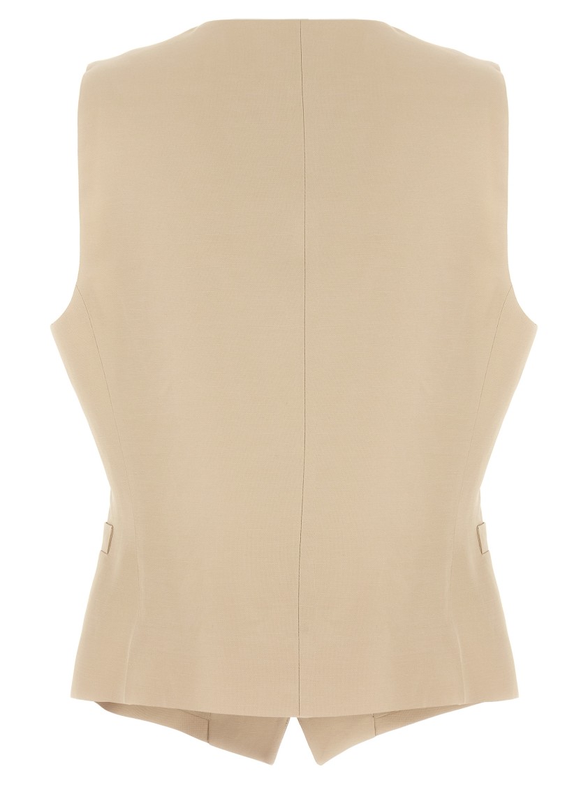Alberto Biani Tailored Viscose-linen Vest With V-neck