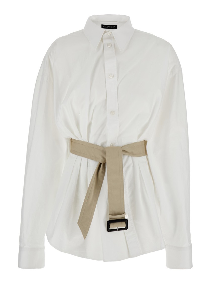 Shop Balenciaga White Shirt With Pointed Collar