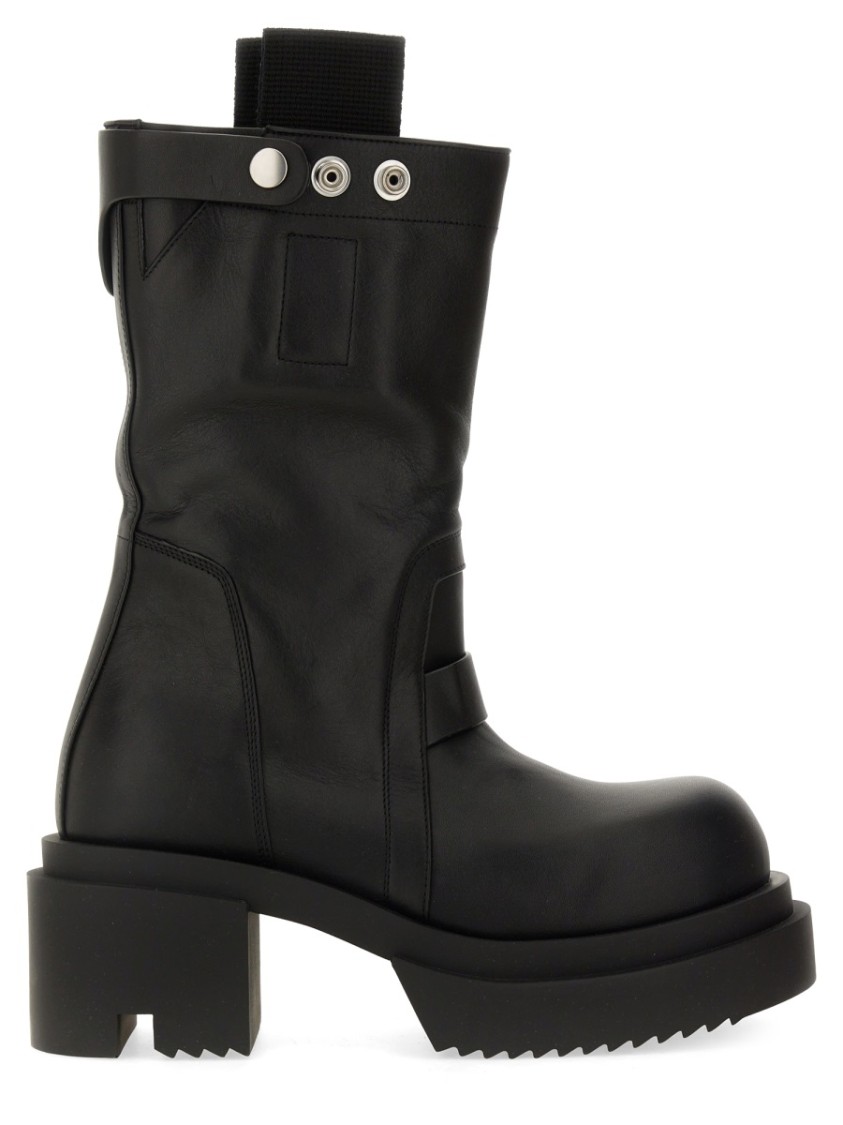 Rick Owens Block Heel Mid-calf Leather Boots In Black