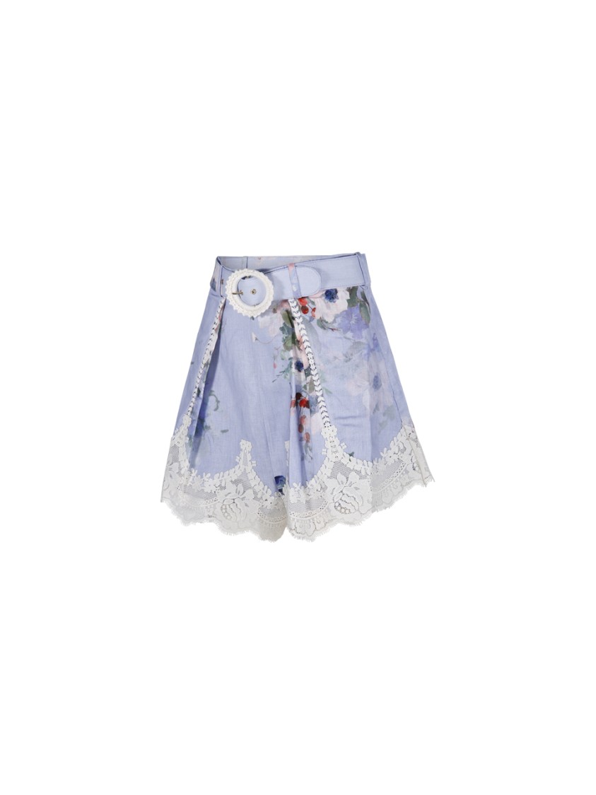 ZIMMERMANN ZIMMERMANN EVERLEY LACE TRIM TUCK SHORTS