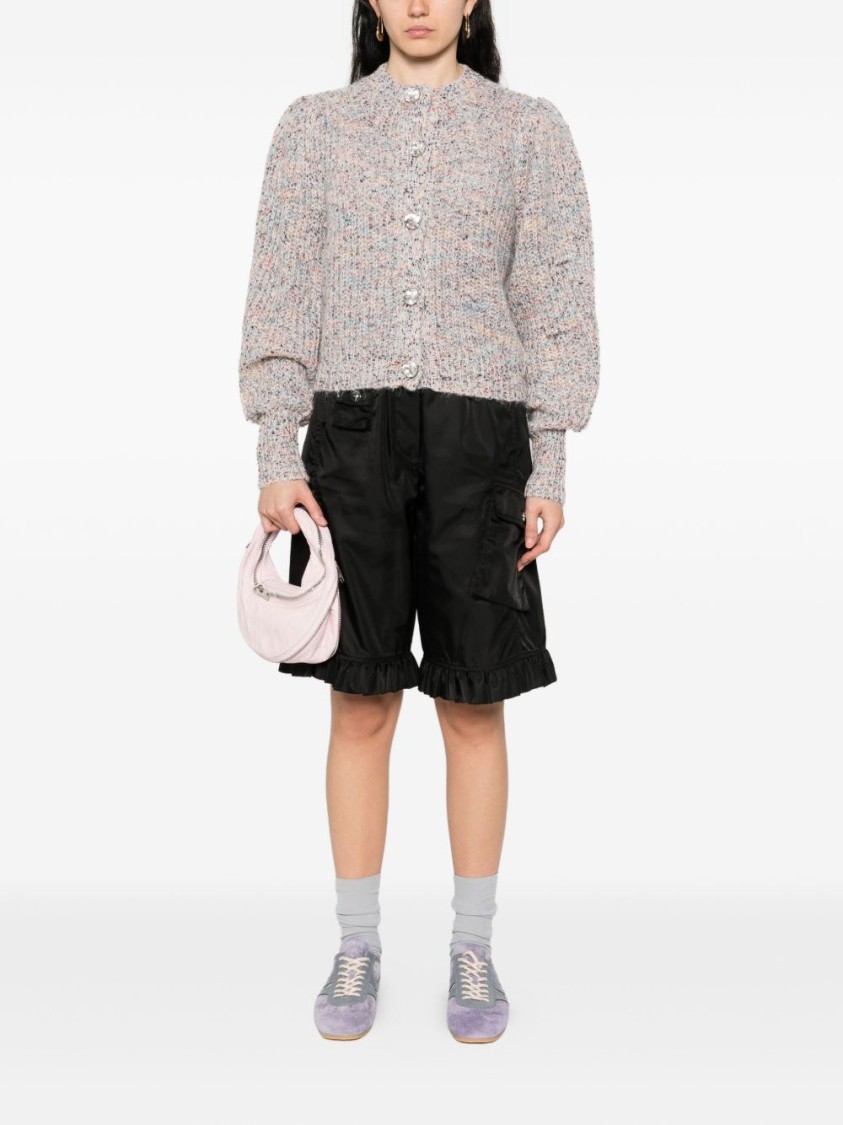 Twinset Twin-set Textured Knit Cropped Sweater With Decorative Buttons In Neutral