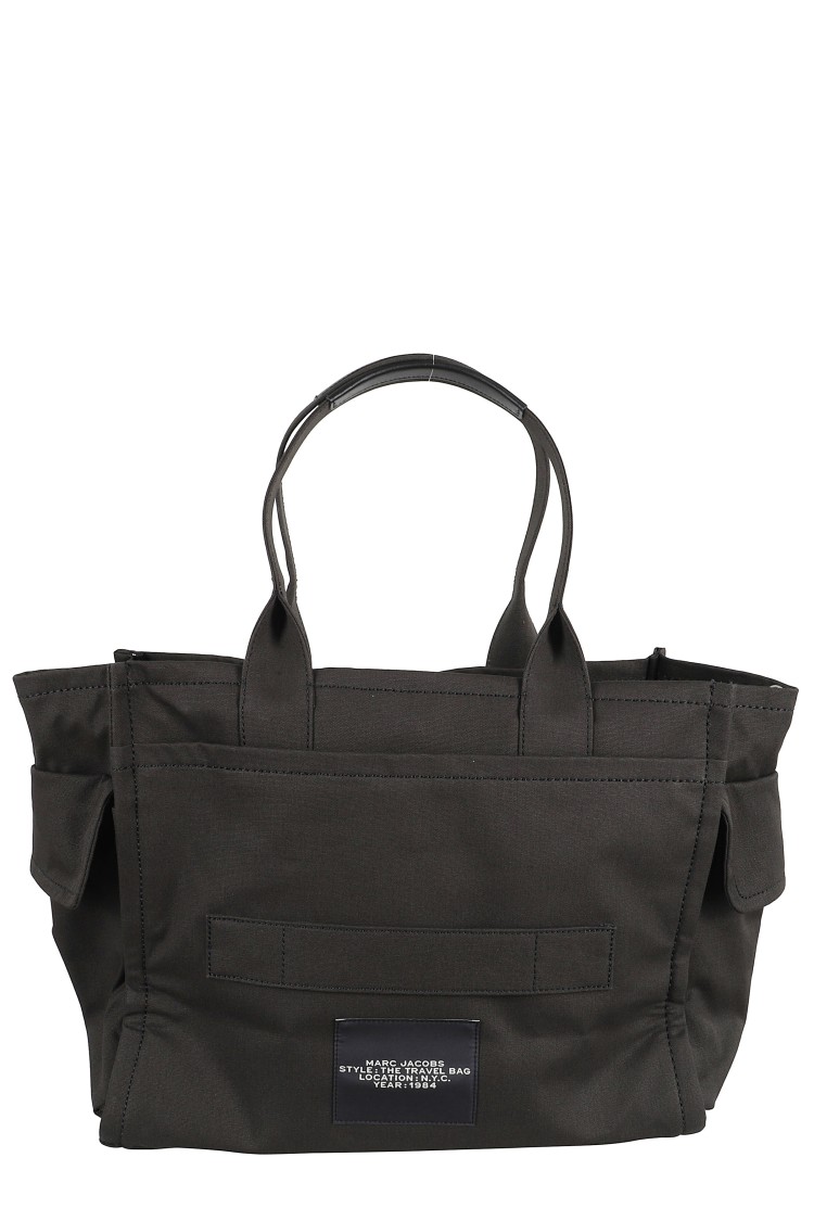 Marc Jacobs Versatile Black Cotton Travel Tote With Dual Handles And Bold Logo In Black