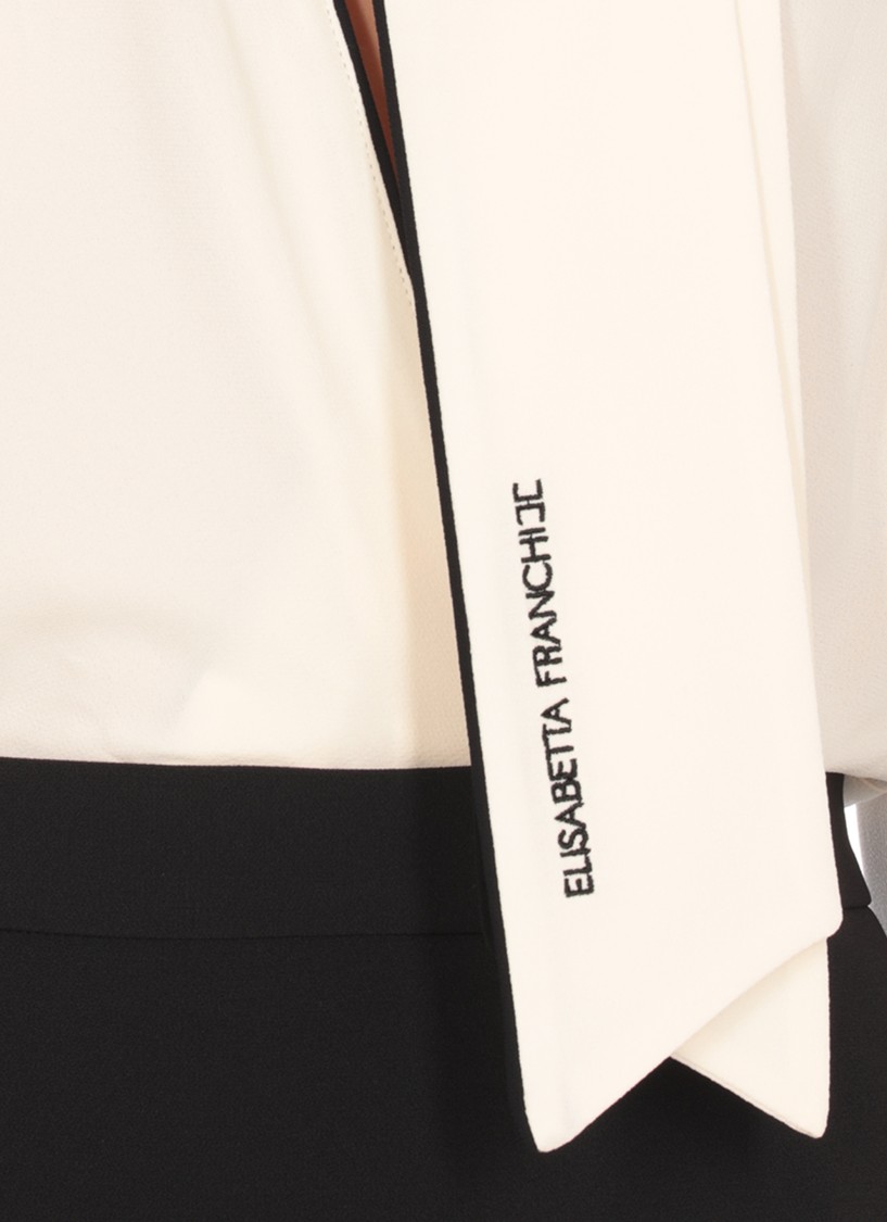 Shop Elisabetta Franchi Ivory Crepe Dress In Neutrals
