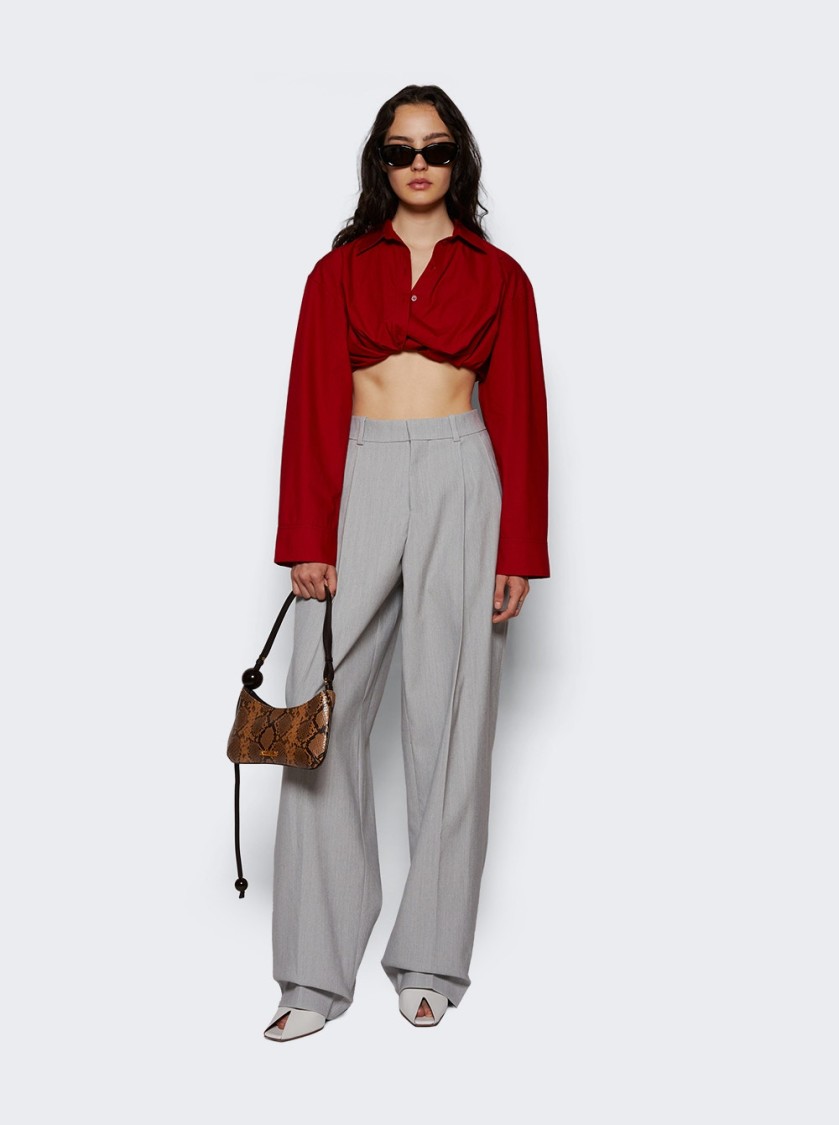 Jacquemus Cropped Cotton Poplin Shirt With Twist Detailing