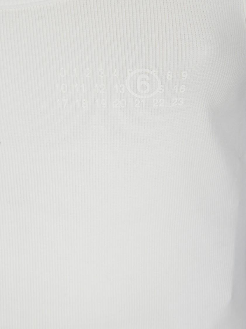 Mm6 Maison Margiela Mm6 By Maison Margiela Sleeveless Ribbed Cotton Tank Top With Crew Neck In White