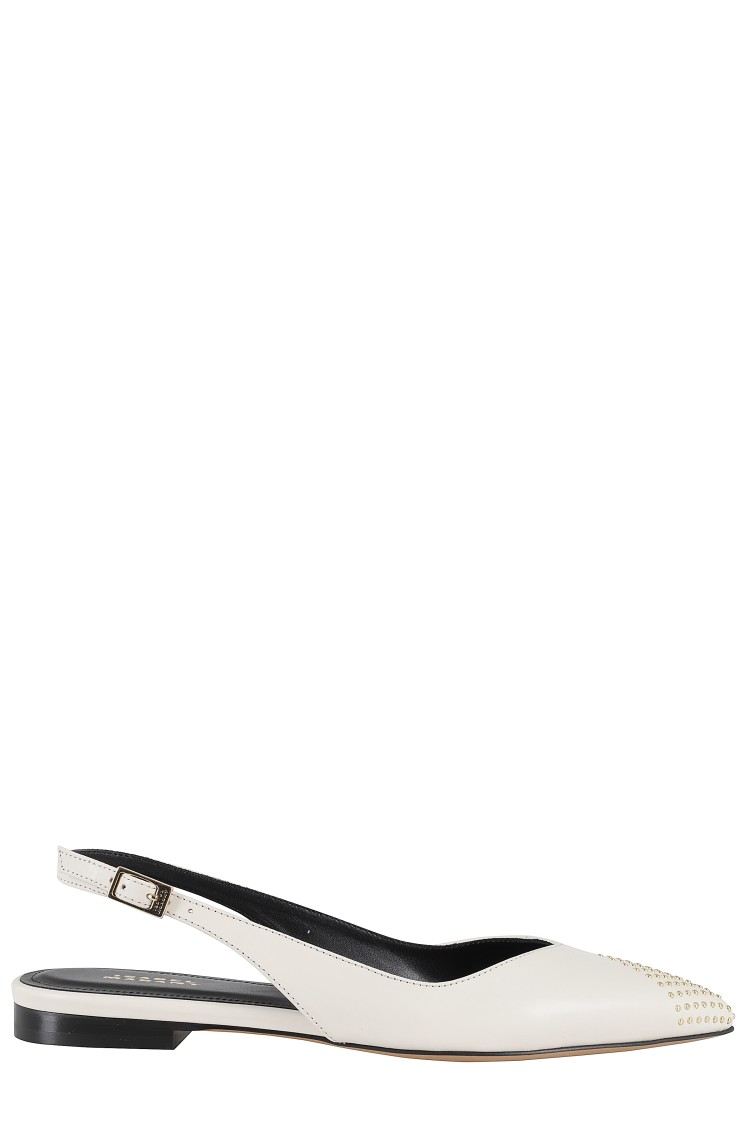 Isabel Marant Branee Studded Leather Slingback Flats In Neutrals