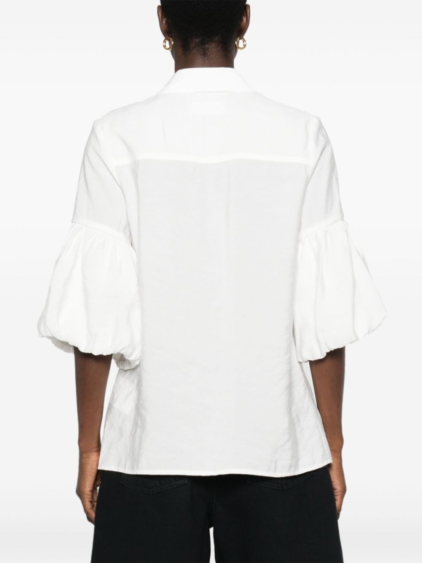Shop Versace Jeans Couture Puff Sleeves White Button-up Shirt