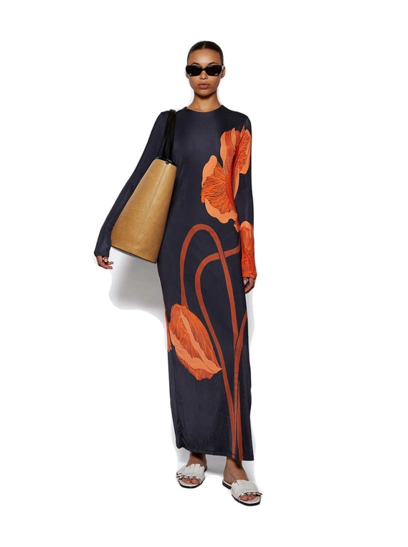 Johanna Ortiz Colourful Allegory Ankle Dress In Multicolor