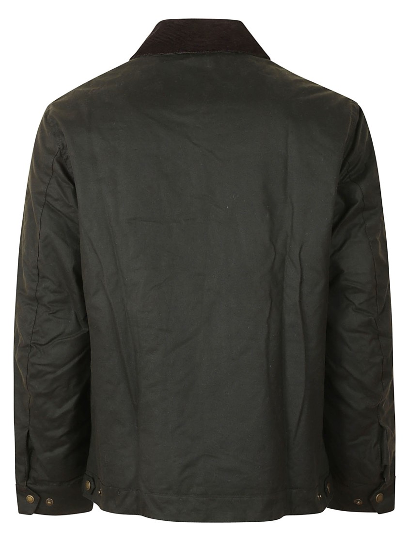 Barbour Weather-resistant Waxed Cotton Jacket With Corduroy Collar In Black