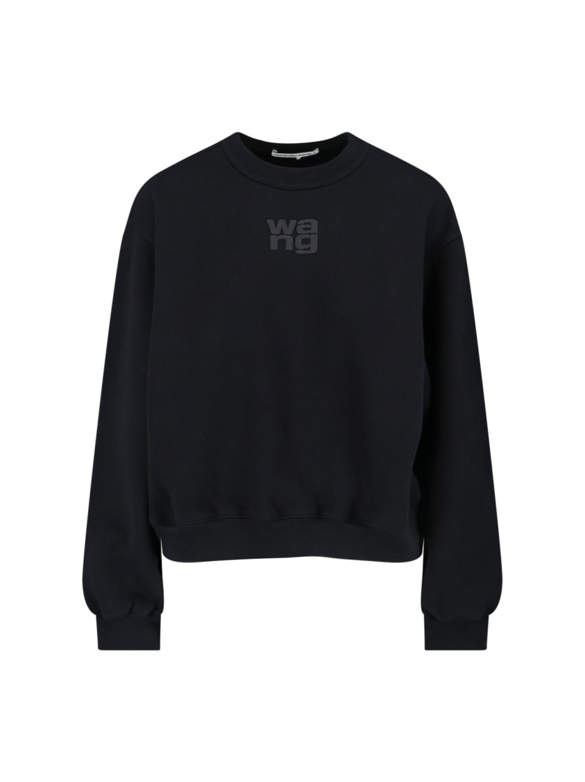 Alexander Wang Essential Terry Crew Neck Cotton Sweatshirt Clothing In Black