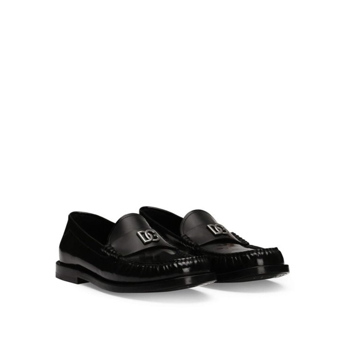 Dolce & Gabbana Dg Medallion Leather Classic Loafers In Black