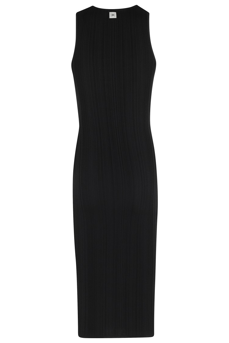 Elisabetta Franchi Sleeveless Black Midi Dress With V-neckline