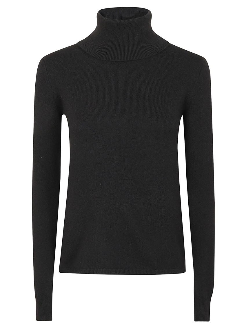 Max Mara Fitted Turtleneck Sweater In Soft Wool In Black