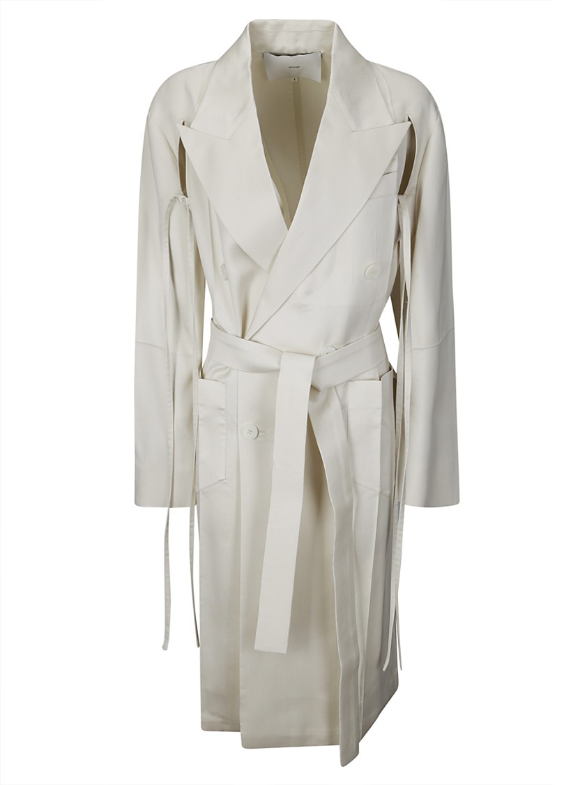Shop Setchu Silk Blend Trench Coat In White