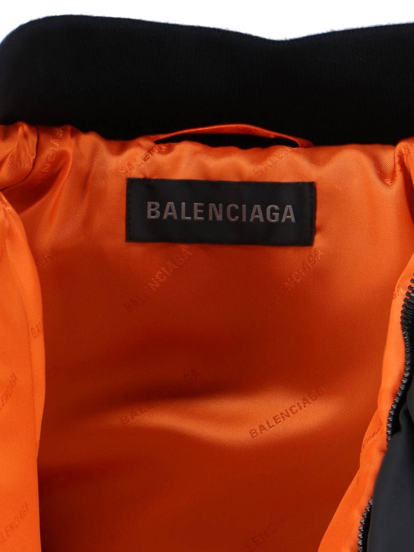 Balenciaga Black Bomber Draped Jacket With Elastic Rear Hem In Tech Fabric Woman In Black