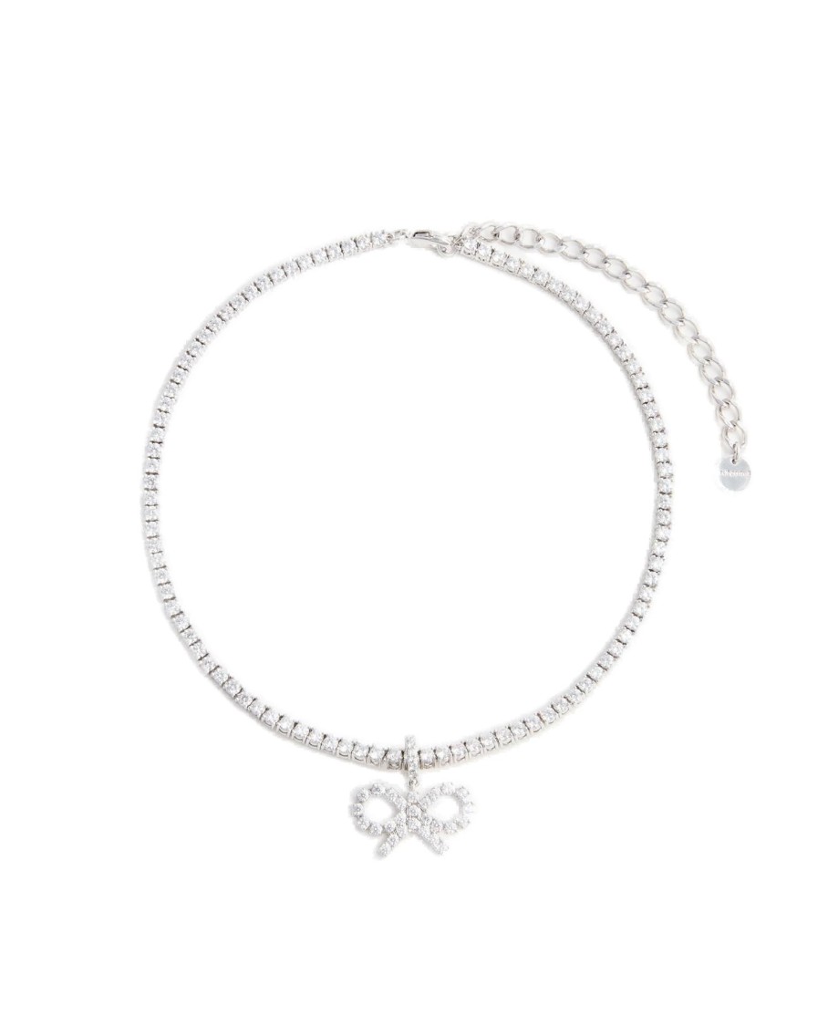 Self-portrait Silver Crystal Tennis Necklace