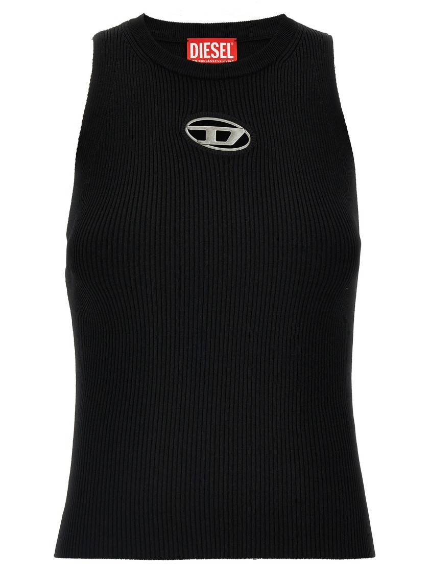 Diesel Top A Coste Con Logo Piccolo M-caddix In Black