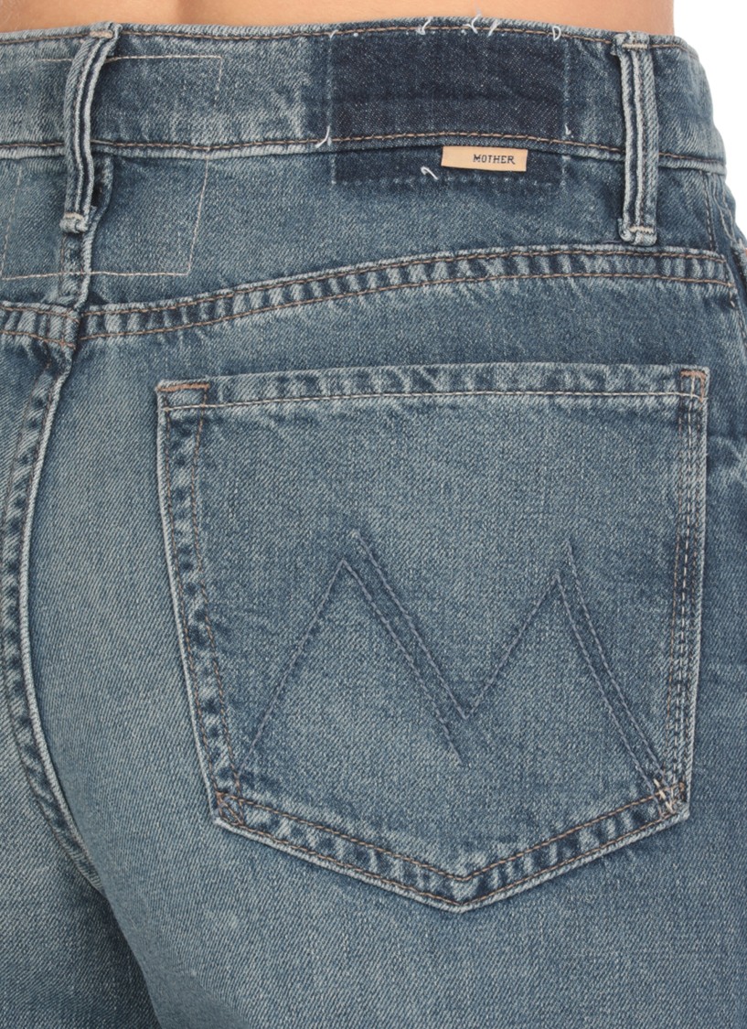 Mother Petites The Lil Tomcat Roller Sneak High Rise Jeans In Sixth Sense