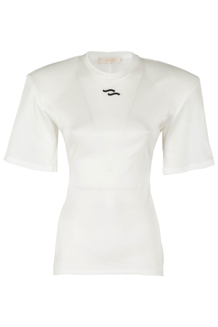 Ssheena Fitted White Cotton T-shirt With Contrasting Logo
