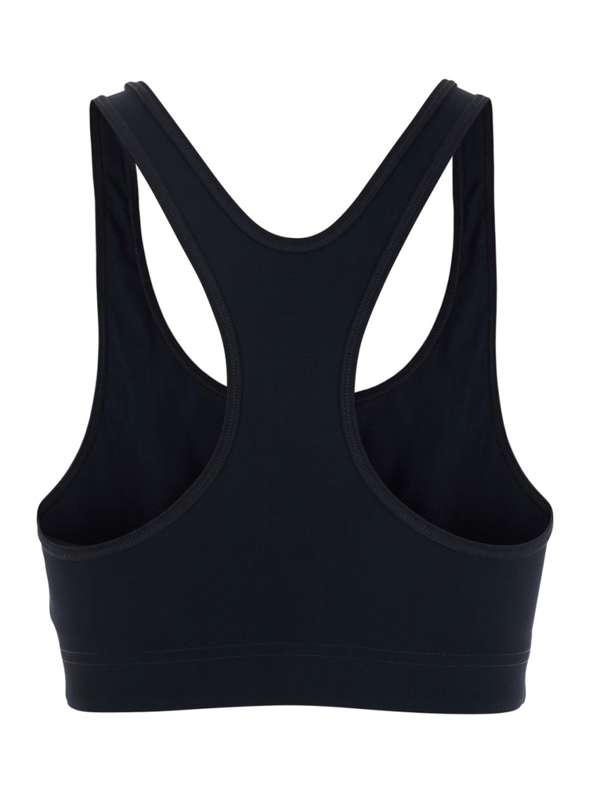 Shop Jil Sander Cropped Black Sports Bra With Logo Lettering