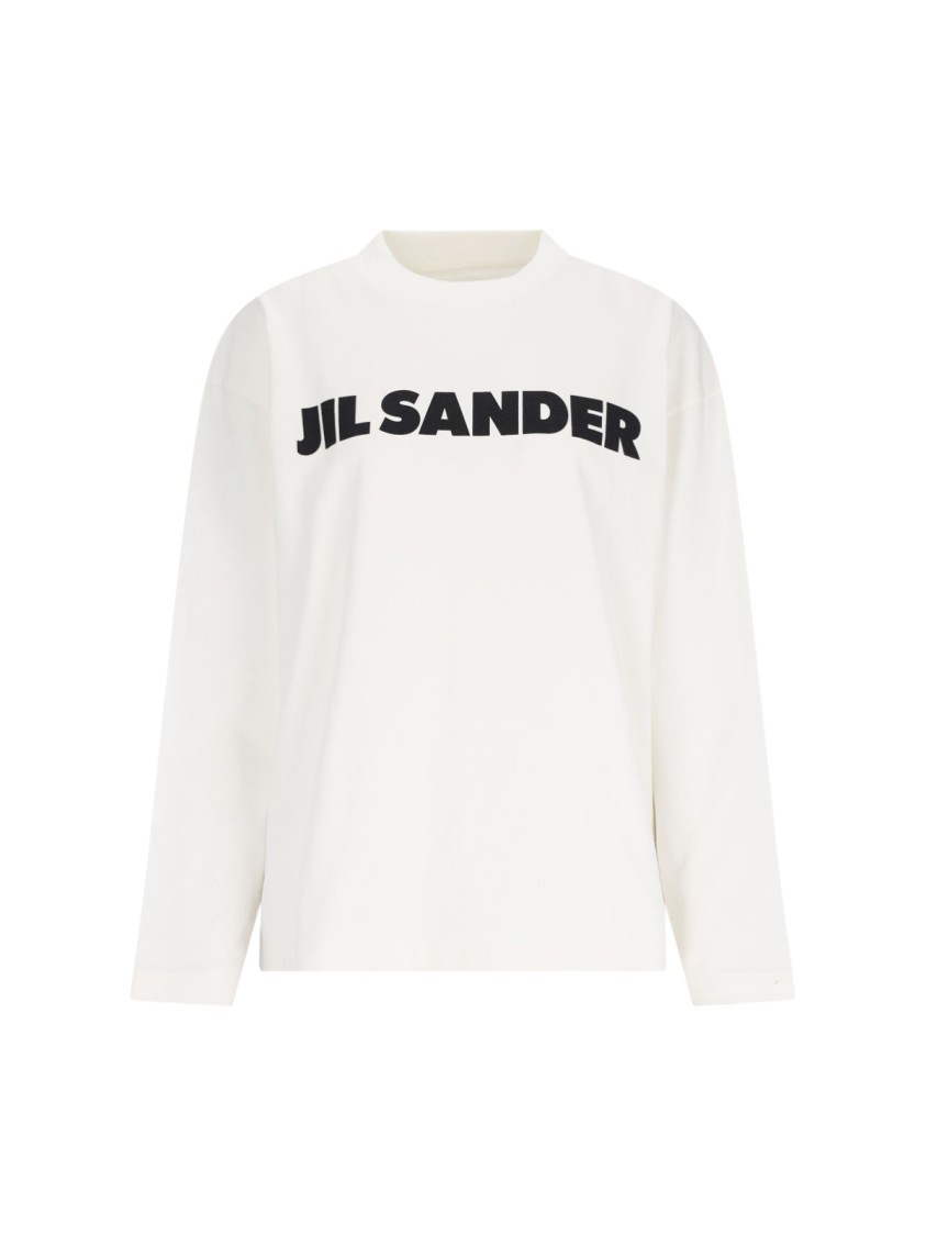 Jil Sander Crew Neck Long Sleeves T-shirt With Ribbed Collar And Printed Logo On The Front Clothing