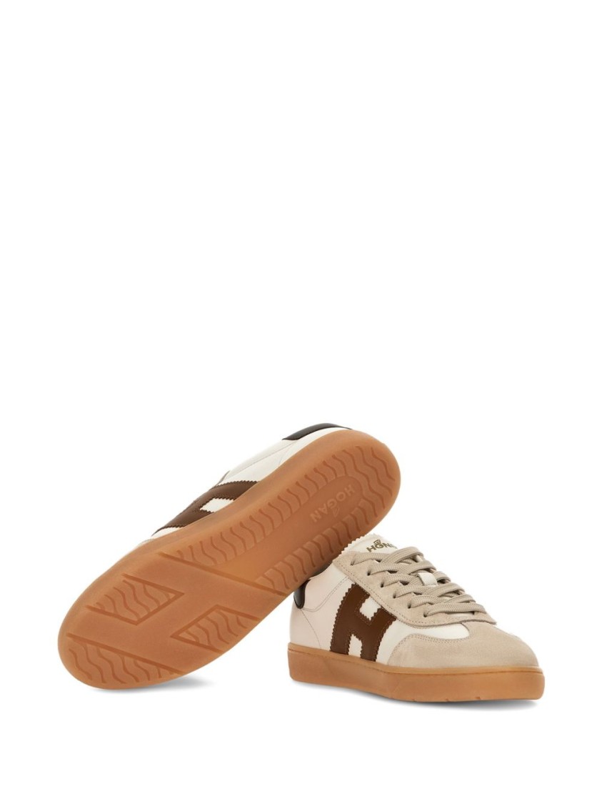 Hogan Beige Sneakers With Lace-up Fastening In White