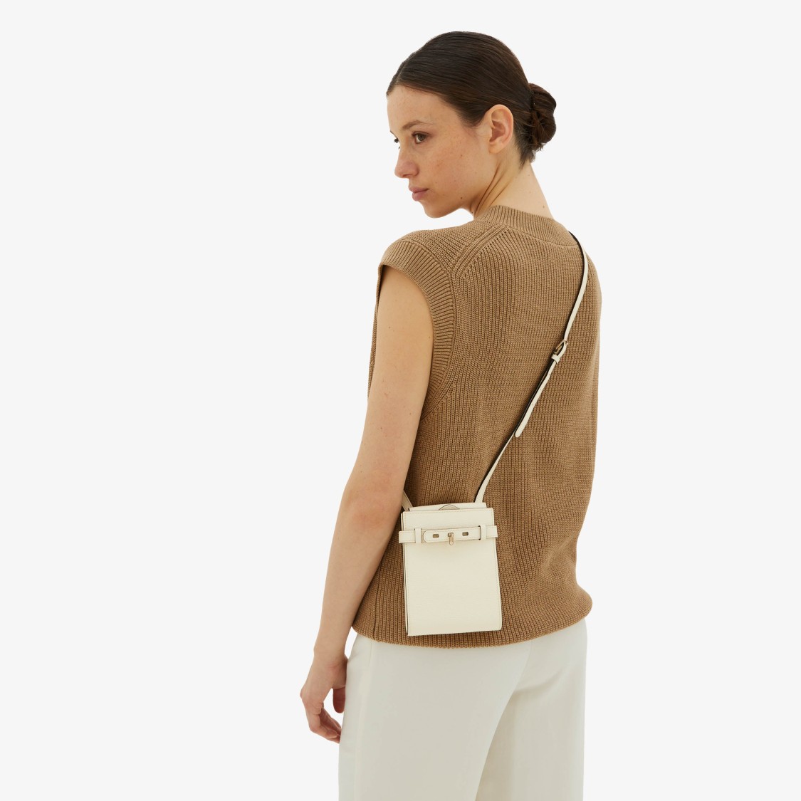 Valextra Brera B-tracollina Slim Crossb In White