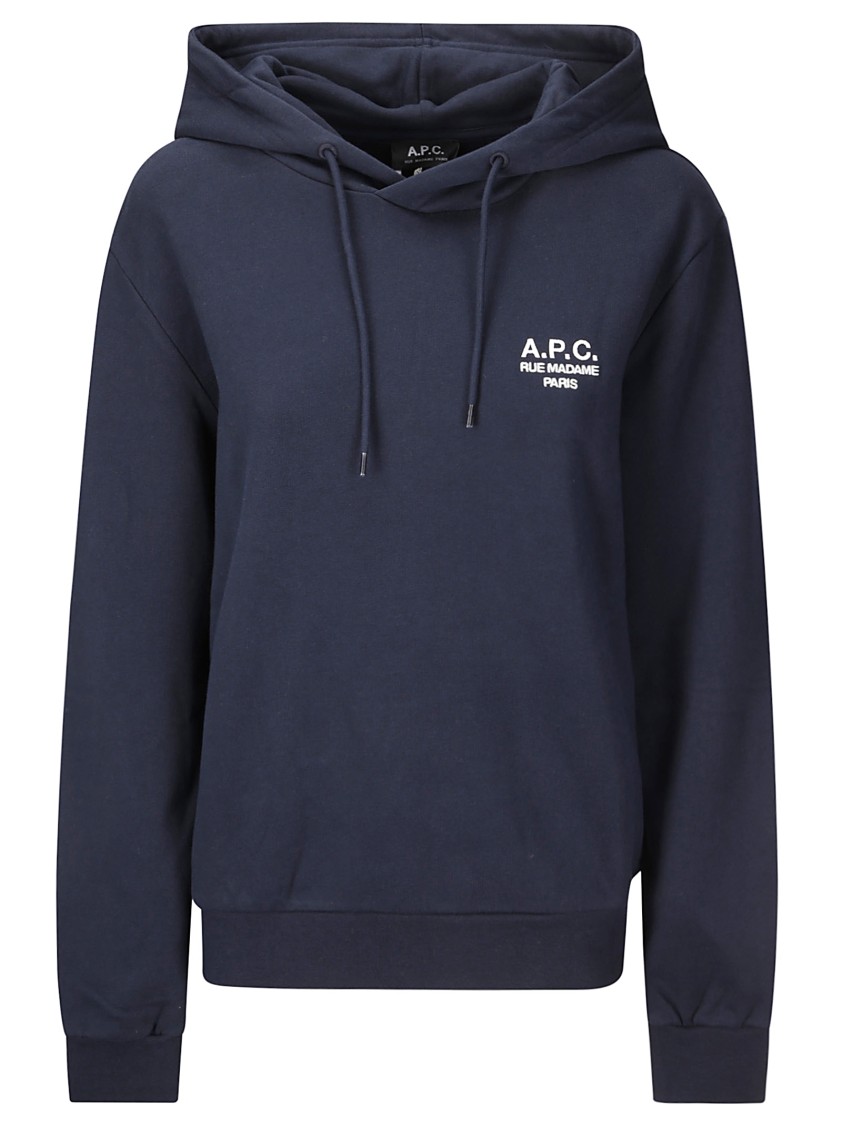 Apc A.p.c. Cotton Sweatshirt With Hood And Front Logo In Blue