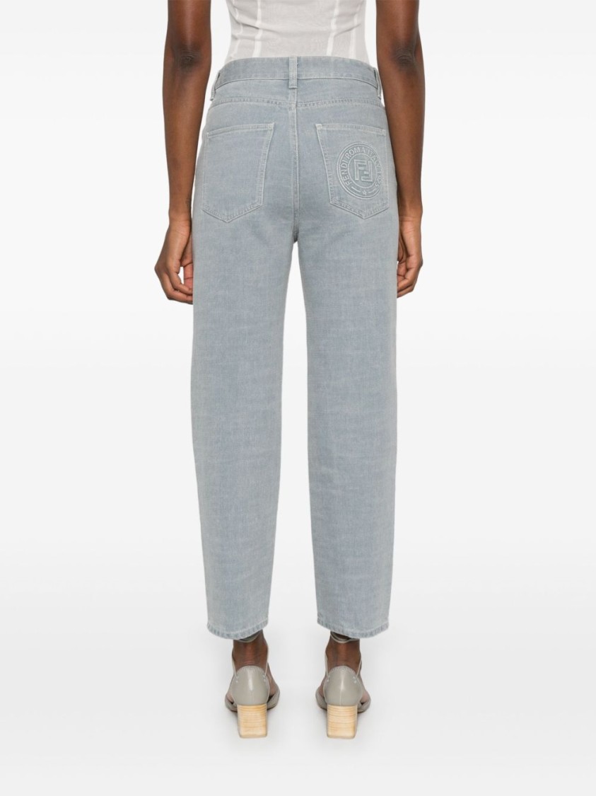 Fendi Women Denim Cotton Cropped Jeans In Blue