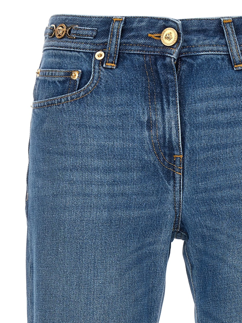 デニム・ジーパン Versace Flared Denim Jeans With llic Jellyfish Detail Versace Flared Denim With Metallic Jellyfish Detail | THE LIST