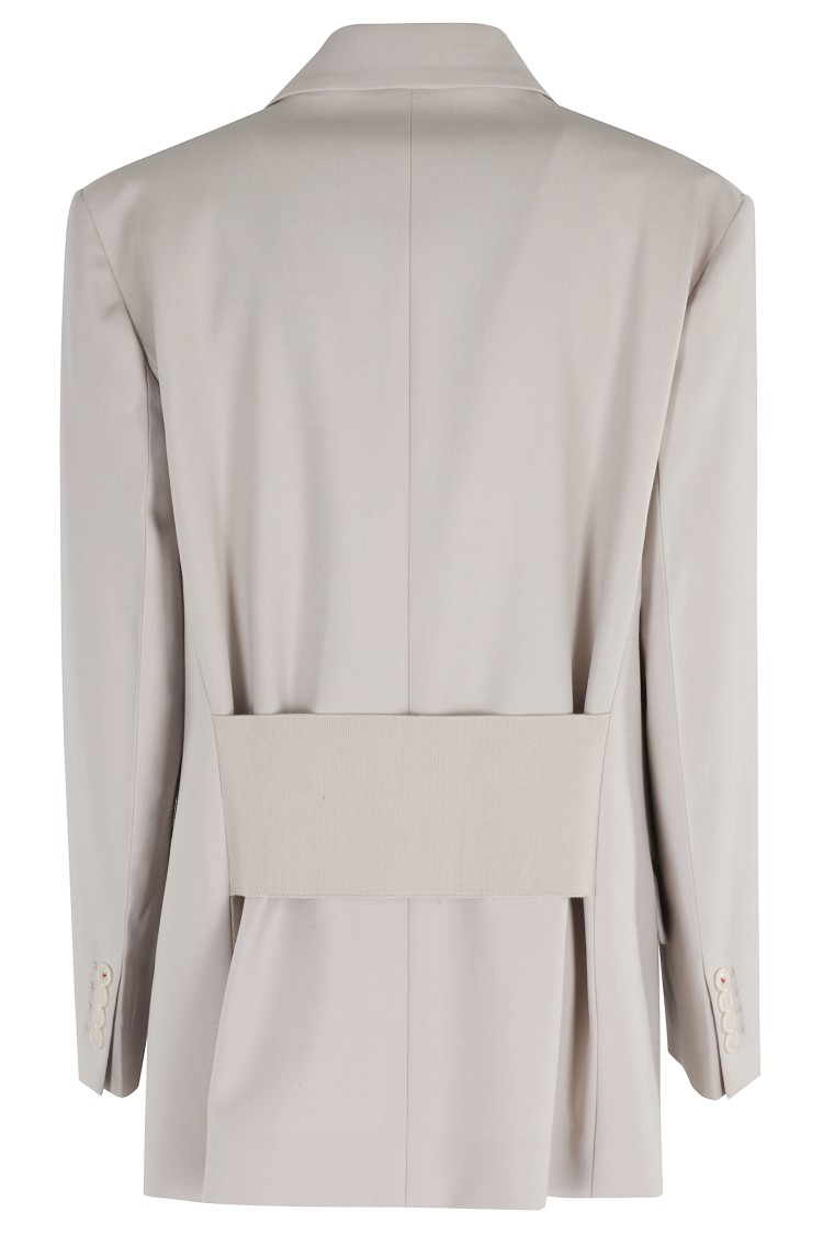 Victoria Beckham Pumice-coloured Double-breasted Jacket In White